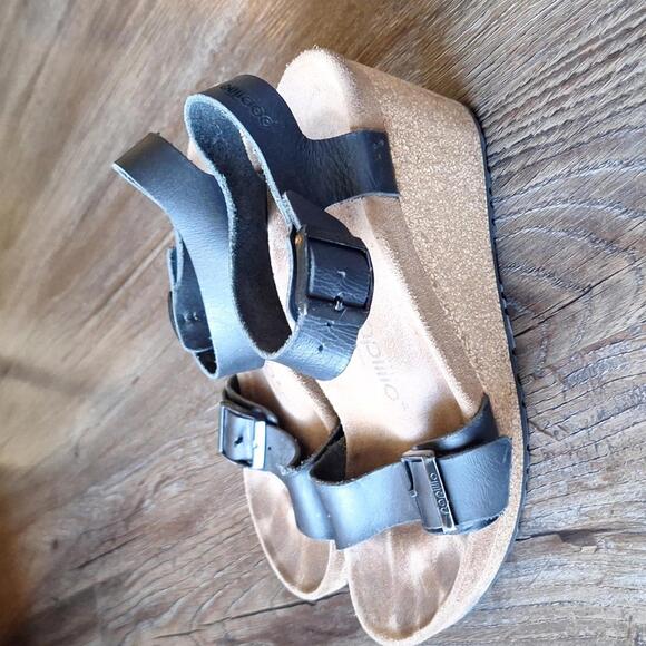 Papillio Black Strap Wedge Sandal Size 5 - Picture 4 of 8